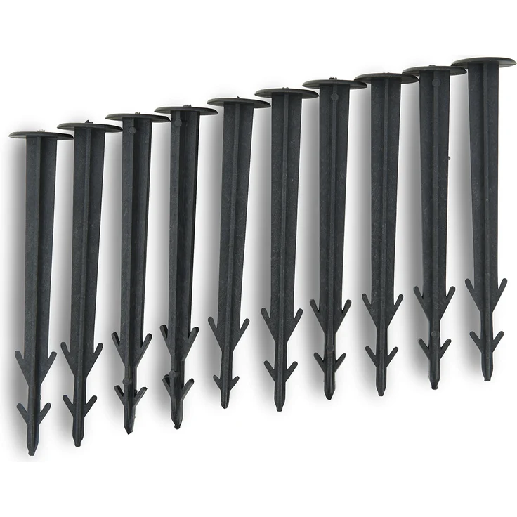 Windhager Folien- und Vlieshalter, Gartenvlies Zubehör, Wetterfest, Wiederverwendbar, aus Kunststoff, mit Widerhaken, 11,5 cm, 10 Stück, 06273