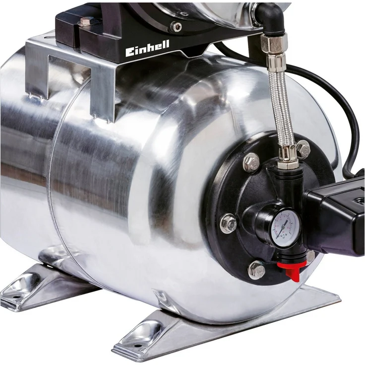 Einhell Hauswasserwerk GC-WW 1250 NN 1200 W, max. 5 bar, 5000 l/h Fördermenge, max. 50 m Förderhöhe, wartungsfreier Motor, Wasserablassschraube, 20 L Edelstahldruckkessel Hauswasserwerk – Bild 3