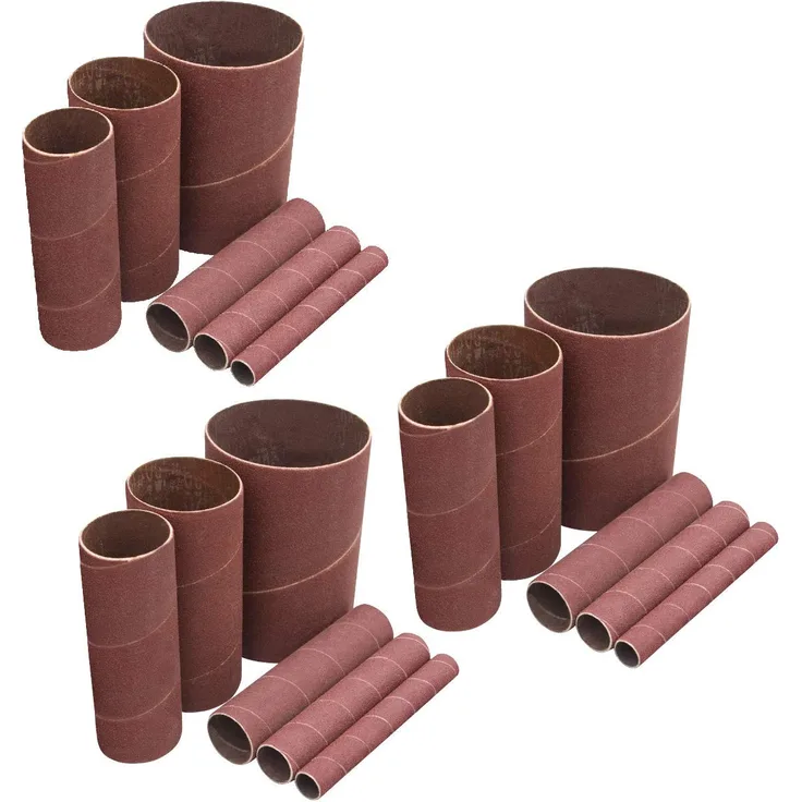 POWERTEC 11240 Schleifhülsen für Spindelschleifer in 6 Größen mit Sortimentskörnung 80, 120, 240, Aluminiumoxid-Schleifpapier-Sortiment in Durchmesser 1-2, 3-4, 1, 1-1-2, 2 & 3-18 PK