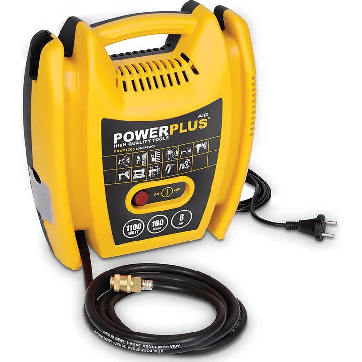 VARO POWX1705 elektrischer Druckluft Kompressor tragbar, 1.100 Watt 1,5 PS max. 8 bar, inkl. Zubehör Anschluß 230 Volt – Bild 9