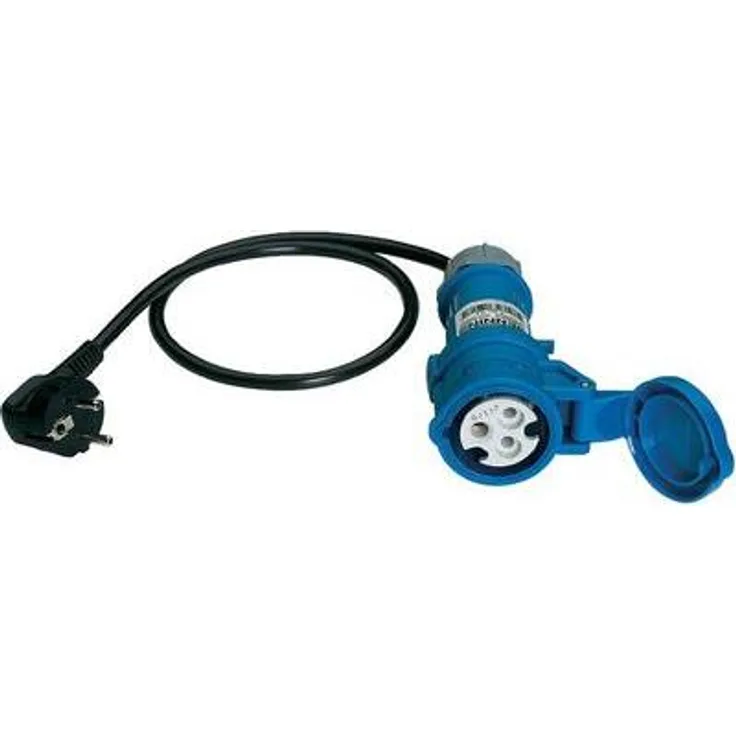 Netzteil für Messungen [Stecker Schuko  Anschluss Cara EWG] Benning Adapter E 32 A 3-polig blau