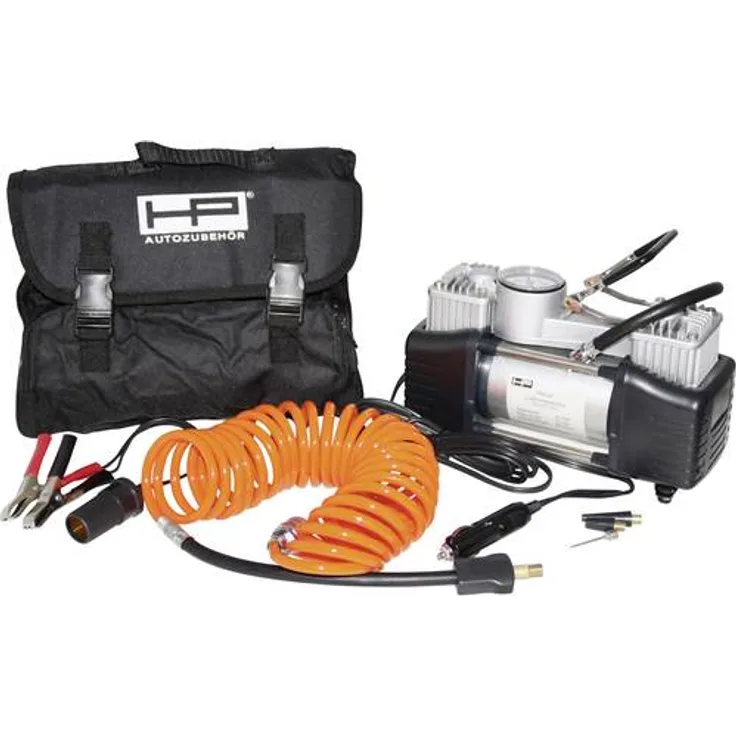 HP Autozubehör HP Autozubehör 21262 Kompressor 7 bar 2 Zylinder, Analoges Manometer, Aufbewahrungs-Box/-Tasche