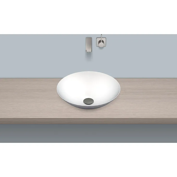 Alape SB.K450.GS Schalenbecken, kreisförmig, Ø 450 mm, innen und außen glasiert, Weiß, ohne Hahnloch und Überlauf / Waschtisch / Waschbecken
