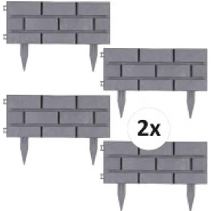 HTI-Living Beeteinfassung Steinmauer Grau Nessa 180 cm
