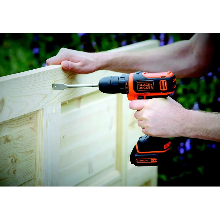 Black+Decker Li-Ion Ultra-Kompakt-Bohrer (Kleiner Akkuschrauber mit ergonomischem Softgriff und LED-Arbeitslicht für Bohr- und Schraubanwendungen, 1 x Akku-Bohrschrauber Li-Ion 10.8 V) BDCDD12 – Bild 2