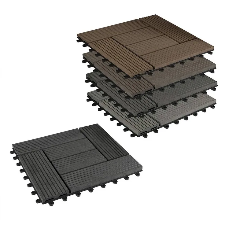 22er-Set WPC Terrassenfliese, Bodenbelag für Terrasse anthrazit