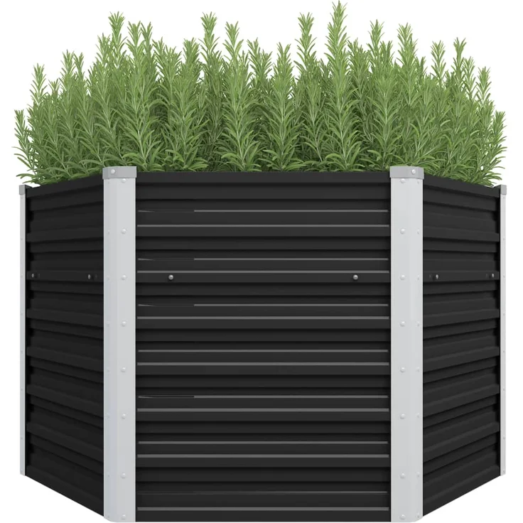 vidaXL Garten-Hochbeet Anthrazit 129 x 129 x 77 cm Verzinkter Stahl sechseckig – Bild 1