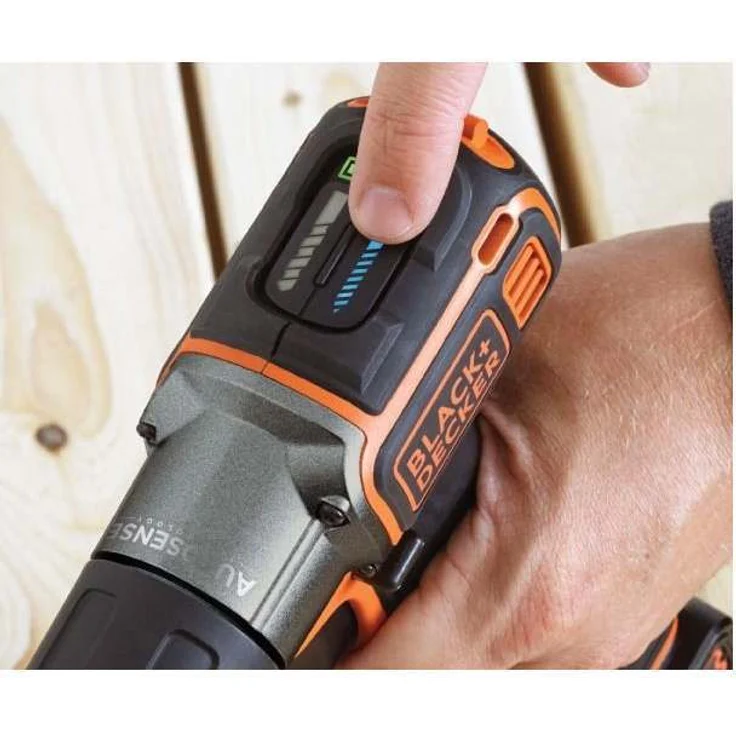 Black+Decker Autosense Akku-Bohrschrauber (Akkubohrer mit Autoselect-Technologie und LED-Arbeitslicht zum Bohren in Holz und Metall und zum Schrauben 1 x Akkuschrauber Li-Ion 18 V) ASD18K – Bild 2