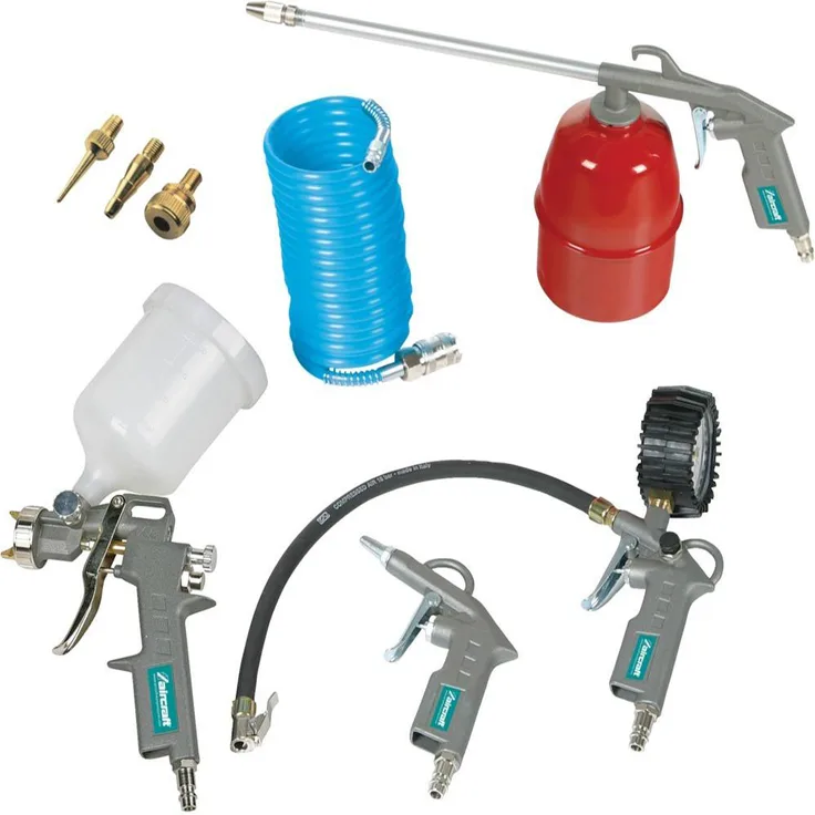 Aircraft Druckluftwerkzeuge (8-teilig, Basis-Set, Pistolen, Reifenfüller, Schlauch, Adapterset) 2102008, 2102008