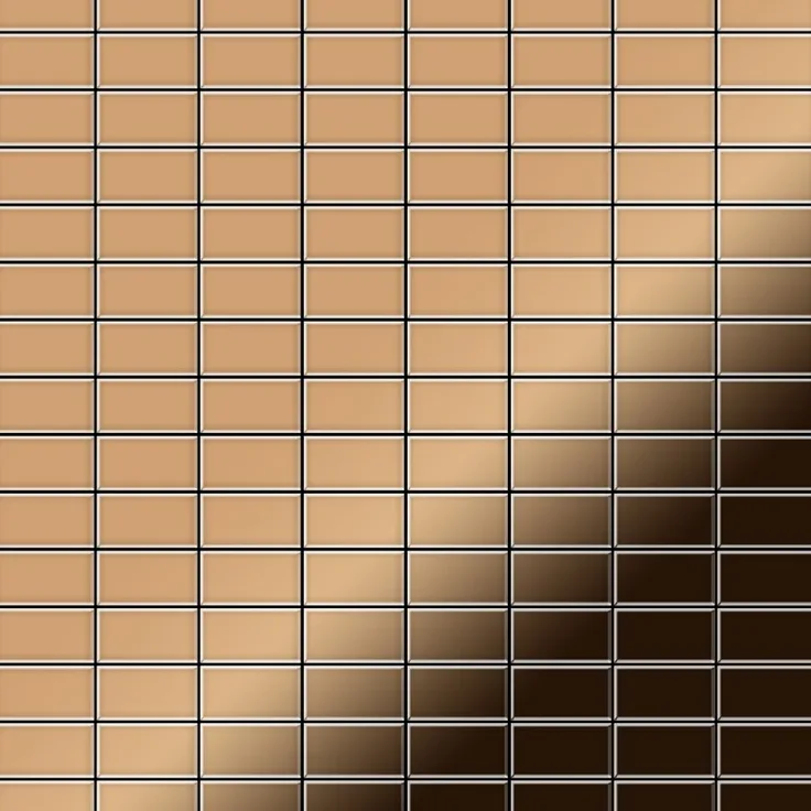 Mosaik Fliese massiv Metall Titan hochglänzend in kupfer 1,6mm stark ALLOY Bauhaus-Ti-AM 1,05 m2
