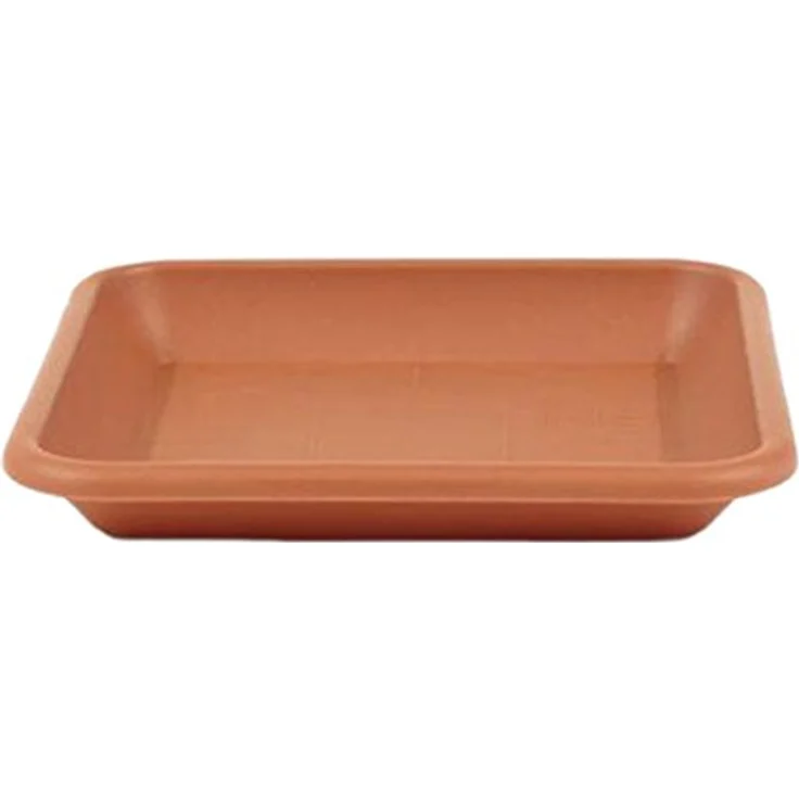 greemotion Blumentopfuntersetzer Jana in Terracotta - Blumen-Untersetzer eckig für Pflanzkübel - Pflanzenuntersetzer quadratisch aus Kunststoff - Pflanzen Untertopf 34 x 34 cm – Bild 1