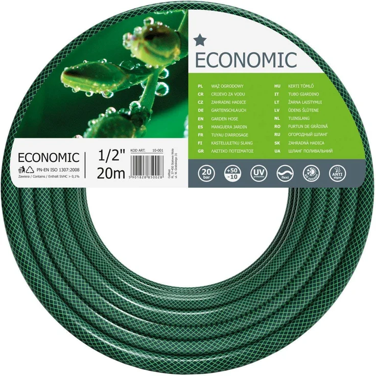 Cellfast Gartenschlauch ECONOMIC Elastisch und flexibel 3-lagiger Wasserschlauch aus Polyesterkreuzgewebe, UV-Strahlen- und Algenablagerungbeständig 20 bar Berstdruck, 20m, 1-2 zoll, 10- 001 – Bild 1