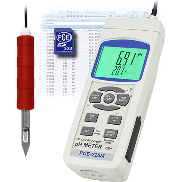 PCE Instruments pH-Meter PCE-228M 0 - 14 pH SD-Kartenspeicher