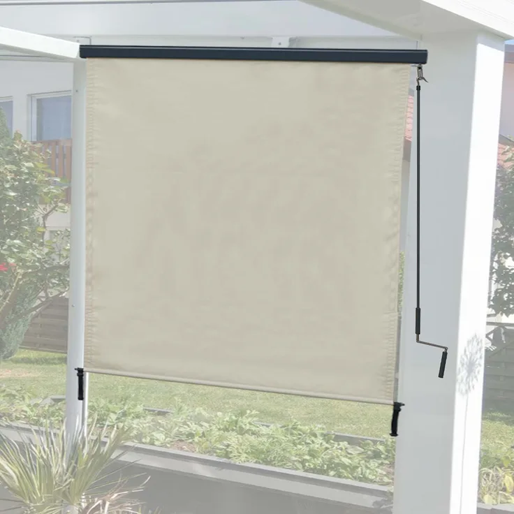 Mendler Vertikalmarkise HWC-F42, Senkrechtmarkise Sichtschutz Außenrollo Rollo, UV-Schutz 50 Stoff 250x180cm, creme-beige