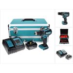 Makita DHP485ST1TX Akku Schlagbohrschrauber 18 V 50 Nm Brushless + 1x Akku 5,0 Ah + Ladegerät + 70 tlg. Bit Bohrer Set + TX Alu Koffer