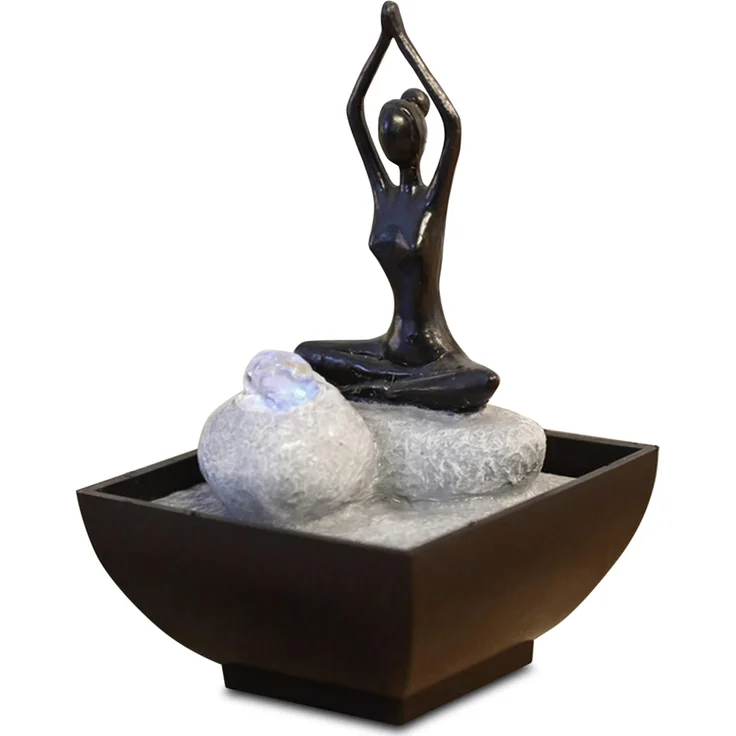 zen' Light yoga2 Brunnen Polyresin schwarz 12 x 12 x 17 cm