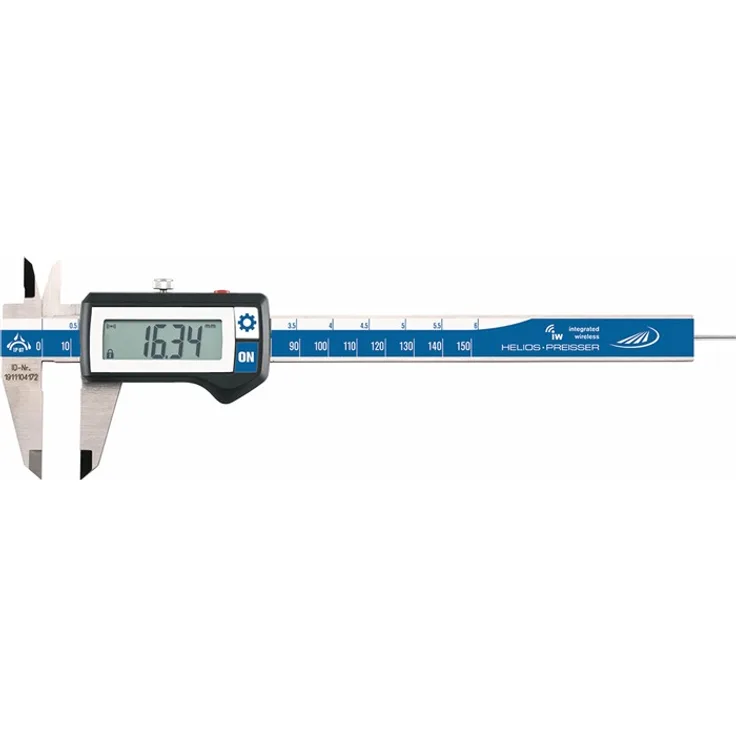 Integrated Wireless - Digitaler Taschenmessschieber mit integriertem Funk, IP67, eckiges Tiefenmaß, 200 x 50 mm
