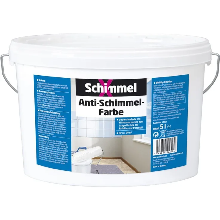 Pufas 5000 SchimmelX Anti-Schimmelfarbe Innen-Farbe mit Langzeitschutz weiß 5Liter