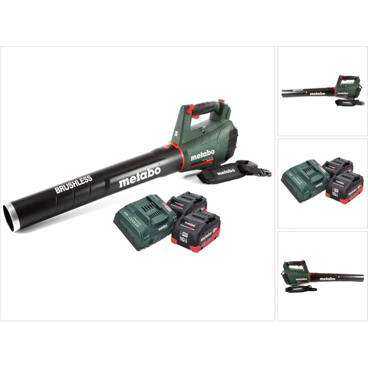 Metabo LB 18 LTX BL Akku Laubbläser 18 V Brushless plus 2x Akku 10,0 Ah plus Ladegerät mit Tragegurt