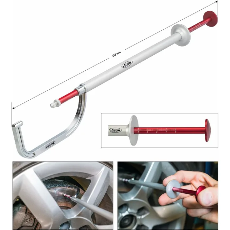 Vigor Bremsscheiben-Dickenmesser (Durchführung ohne Rad-Demontage, schnell und effizient, gut lesbare Skala) V4399