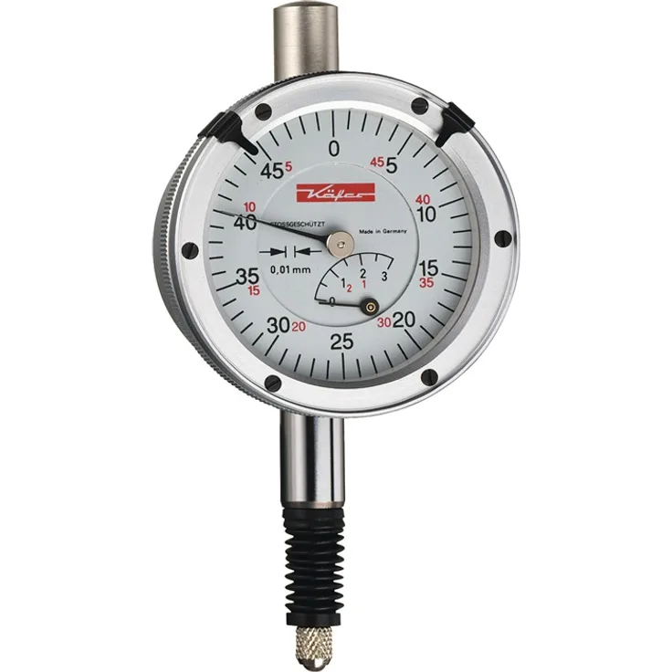 Messuhr KM4 SW 3mm Abl.0,01mm m.Stoßschutz m.Kal.KÄFER