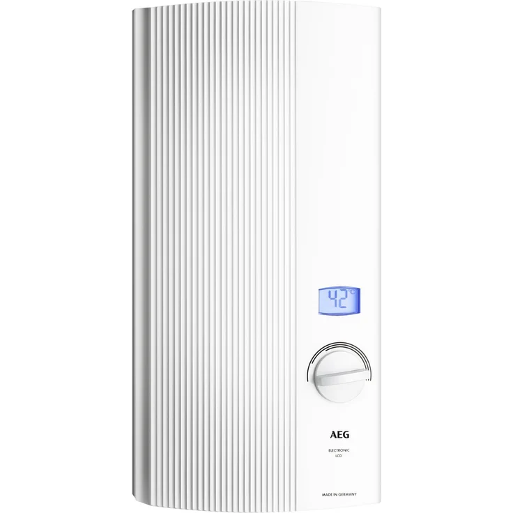 AEG Haustechnik AEG Haustechnik AEG elektronischer Durchlauferhitzer DDLE LCD, 27 kW, druckfest, gradgenaue Temperaturwahl, zweifarbiges LC-Display, solargeeignet, 222395, 400 V, Weiß – Bild 1
