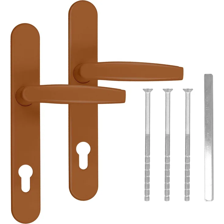 kj-vertrieb Türgriff / Türdrücker / Türklinke / Drückergarnitur DHS 92mm - Oval - Griff-Griff Golden Oak RAL 8003, 36mm