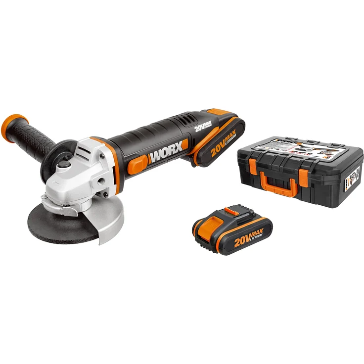 WORX WX800 Li-Ion Akku-Winkelschleifer 20V Kompakter Schleifer mit schmalem Körper, Zusatzhandgriff und leistungsstarkem 20V Akku zum Schleifen und Schneiden 115 mm Akku – Bild 1