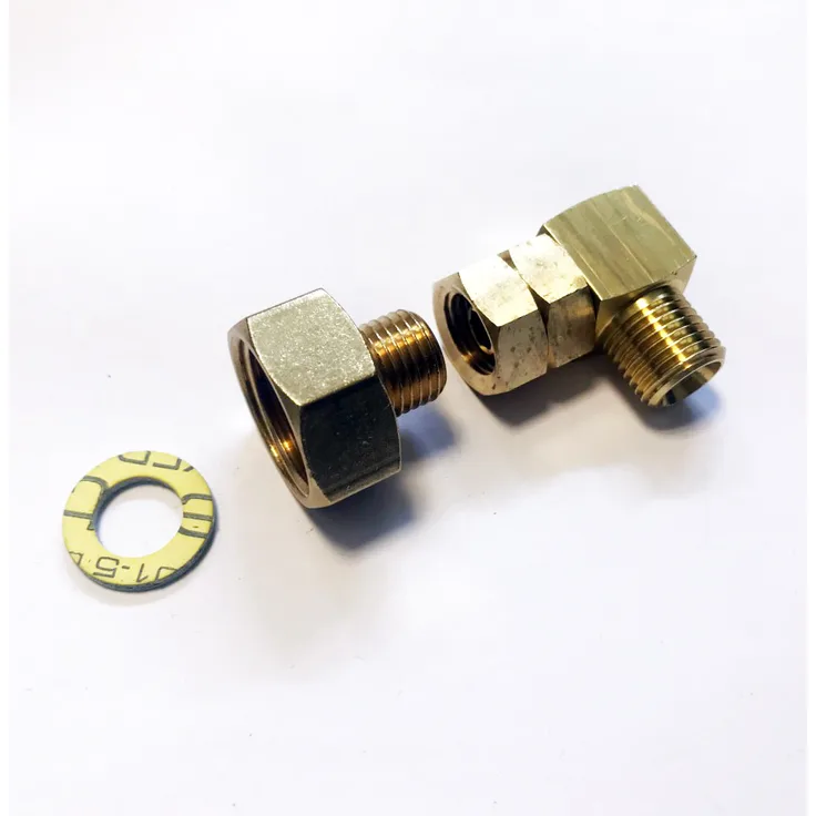 Übergang 1-2''R x 1-4''lks Gas Adapter Messing + Verbindungswinkel 90° 1-4' links