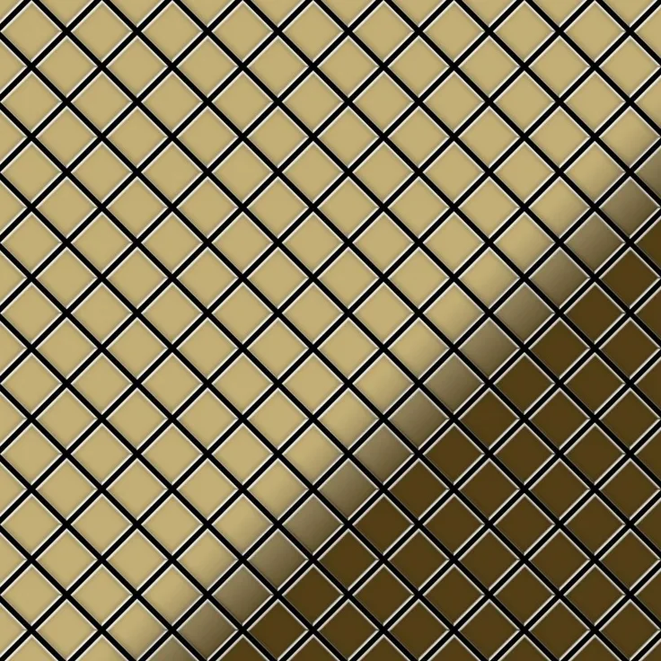 Mosaik Fliese massiv Metall Titan hochglänzend in gold 1,6mm stark ALLOY Diamond-Ti-GM 0,91 m2