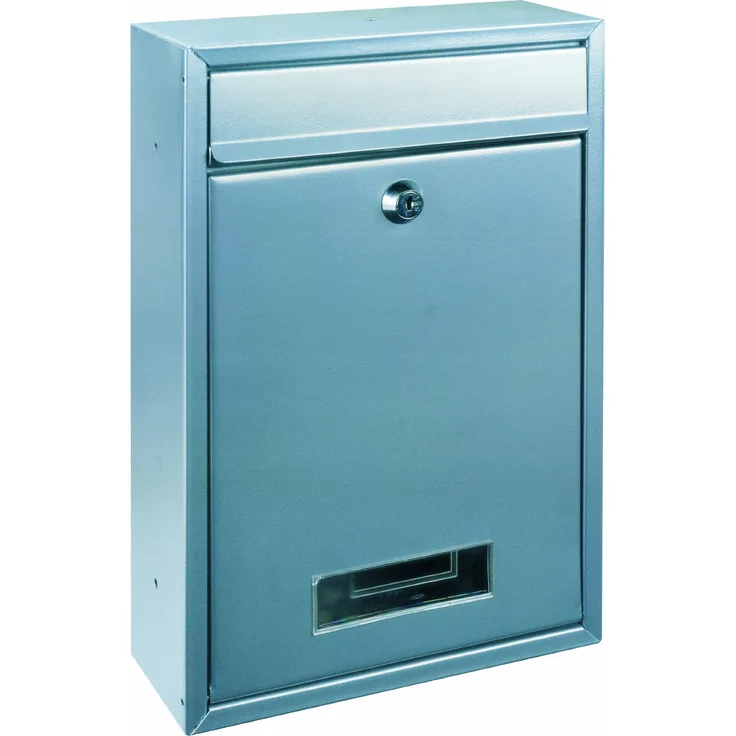 Rottner Briefkasten Tarvis Silber, Kleiner Postkasten, zur Wandmontage mit Zylinderschloss und Einwurfschlitz