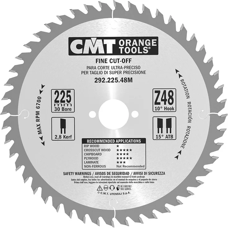 CMT Orange Tools 292.225.48 M ? Kreissägeblatt 225 x 2,8 x 30 Z 48 ATB 15 Grad