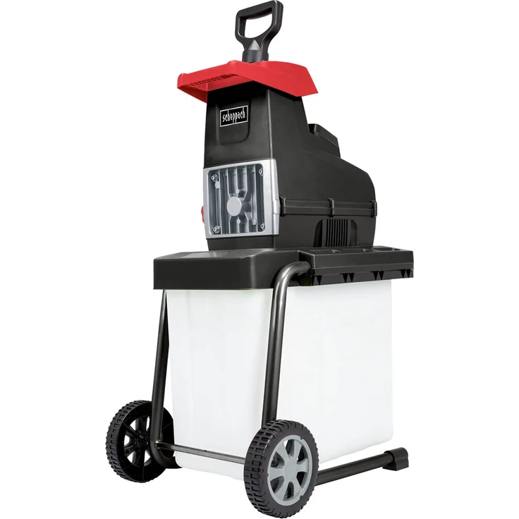 Scheppach GS60 Elektro-Gartenhäcksler + Fahrvorrichtung - 2in1 leisehäcksler, 2800 Watt Leistung, Schnittstärke 45 mm, 60l Fangbox, Selbsteinzug und Rücklauf, mit Nachstopfer, Handschuhe und Gartenschere – Bild 1