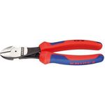 KNIPEX 74 02 160 Kraft-Seitenschneider mit Mehrkomponenten-Hüllen schwarz atramentiert 160 mm