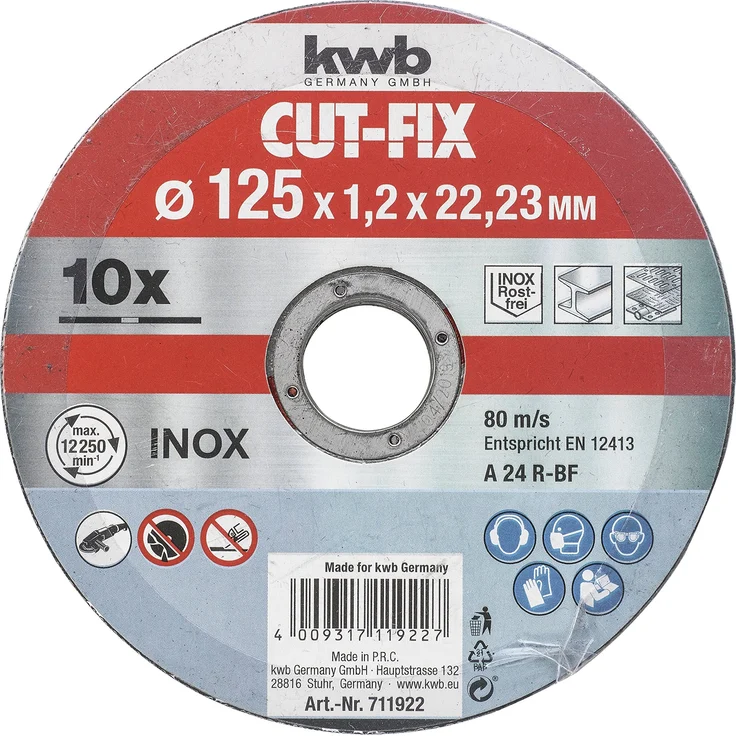 kwb CUT-FIX Trennscheiben Sparpack – 125 x 1,2 Flexscheiben-Set für Winkelschleifer, 10-teilig – Bild 1