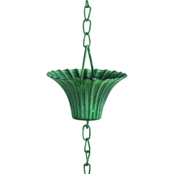 Esschert Design Regenwasserkette Grünspan, aus dem Material Eisen?, 7,9 x 7,9 x 254,0 cm