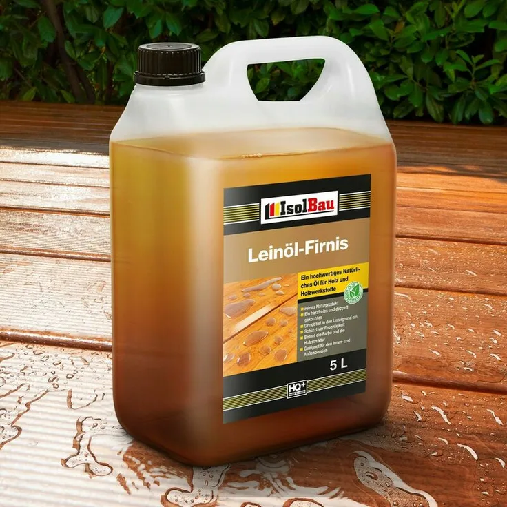 NATUR Holzschutz LEINÖL- FIRNIS 5 L Holzöl Leinölfirnis Holz Möbel Lasur ACTION