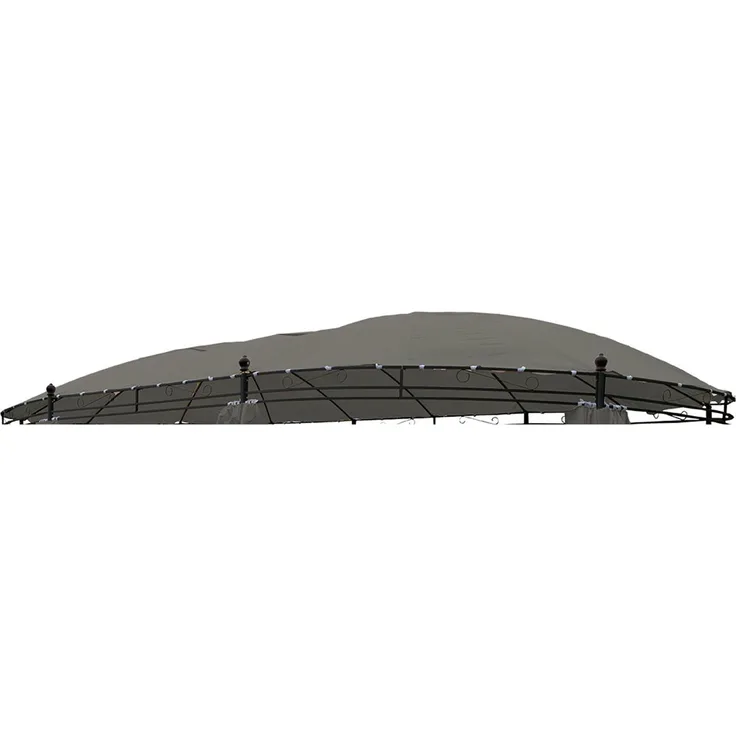 Linder Dachstoff für Pavillon oval 5,3x3,5m Polyester Ersatzdach wasserdicht Dach steingrau Textil