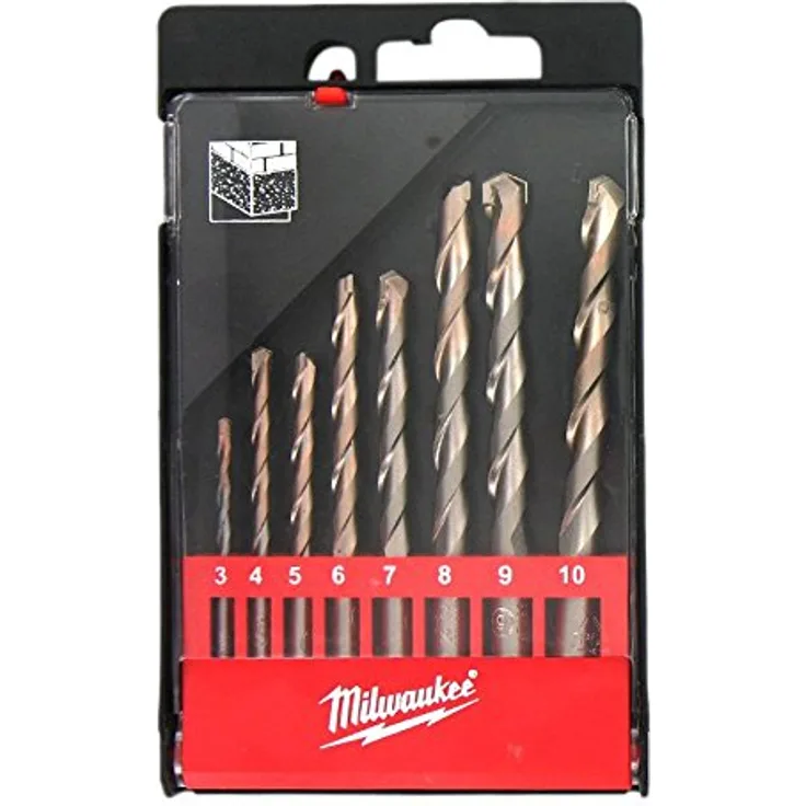 Milwaukee 4932352334 Betonbohrer rund, Kassette, 3-4-5-6-7-8-9-10mm, red