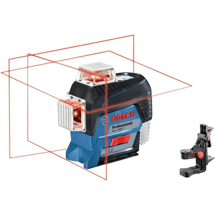 Bosch Professional 12V System Linienlaser GLL 3-80 C (Ohne Akku, Universalhalterung BM 1, m. App-Funktion, roter Laser, max. Arbeitsbereich: 30 m, Tasche, in L-BOXX) – Bild 1