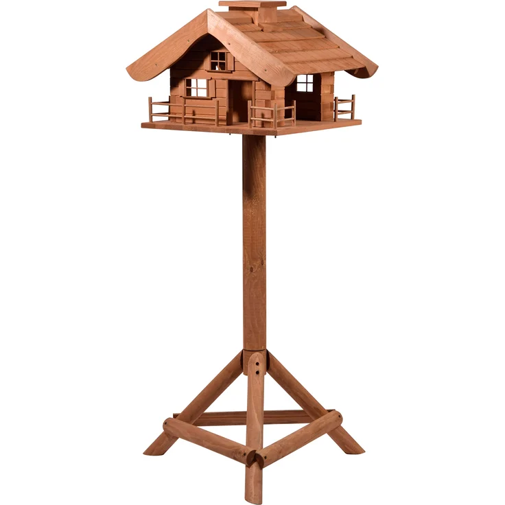 dobar 98370e Großes Vogelfutterhaus Almhütte mit Ständer, XXL-Vogelhaus, 66 x 66 x 136, 5 cm, braun, XXL