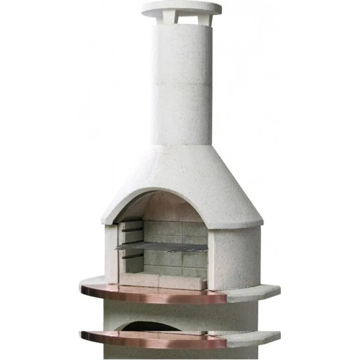 Buschbeck 90008.000 Holzkohlegrillkamin Rondo, weiß, 206 x 110 x 65 cm, Grillfläche 53 x 34 cm