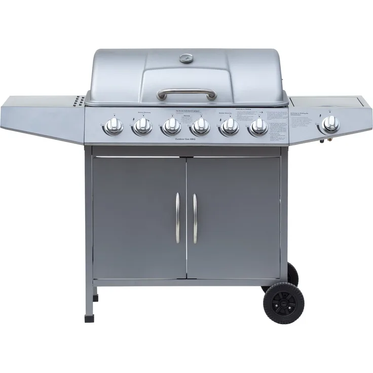 El Fuego Gasgrill, Dayton 6 Plus 1, silber, 53 x 127,5 x 97 cm, AY0460
