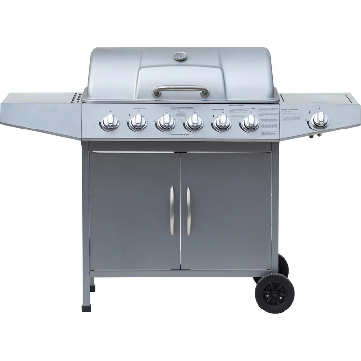 El Fuego Gasgrill, Dayton 6 Plus 1, silber, 53 x 127,5 x 97 cm, AY0460 – Bild 1