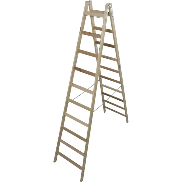KRAUSE Holz 170125 Sprossen Stehleiter mit 2x10 Sprossen