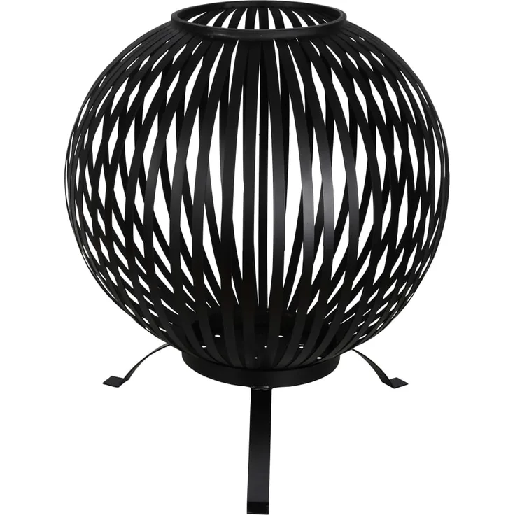 Esschert Design Feuerkorb Ball Gestreift Schwarz Kohlenstoffstahl FF400