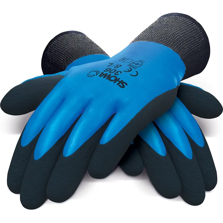 SHOWA 306, Latex, Latexschaum €“ Beschichtung, Mehrzweck, Blau mit schwarzer Beschichtung, 8-L