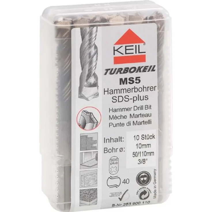 KEIL Hammerbohrer Sortiment SDS-plus MS5 TURBOKEIL RechteckPack 10-teilig Ø 60x100x160 mm A1.253.960.165 (A1.253.960.165)