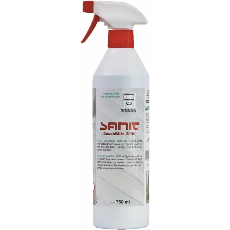 Sanit DuschBlitz 2000 Badreiniger 750ml bei Kalk- und Wasserflecken, 3015