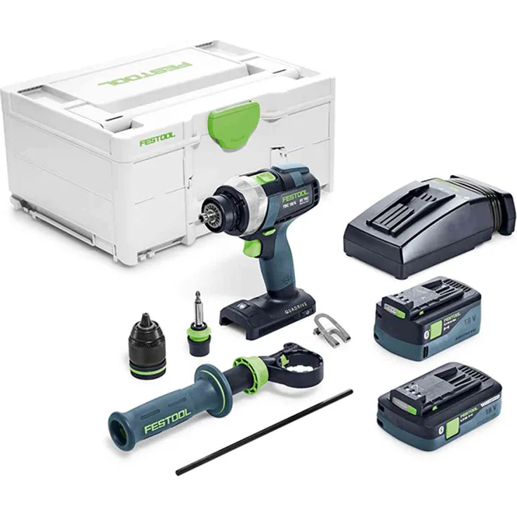Festool QUADRIVE TDC 18/4I-Plus Akku-Bohrschrauber 18V Brushless 75Nm + Zubehör + 2x Akku 1 x 4,0 / 1 x 5,2Ah + Ladegerät + Koffer